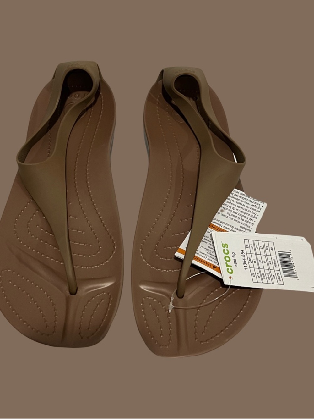 CROCS Bronze Brown Thong Sandals